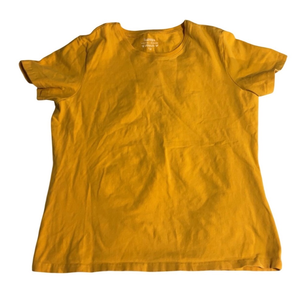 Reitmans Mustard Yellow Stretch Cotton Short Sleeve T-Shirt Size L/G